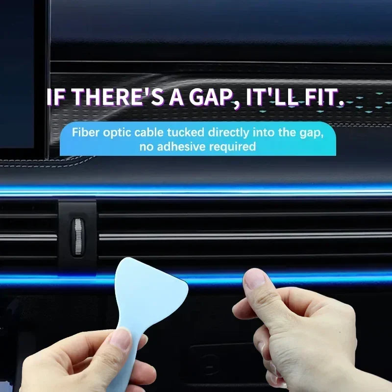 Car RGB Ambient LED Light Strip – USB-Powered Fiber Optic Neon Lights for Interior Atmosphere & Console/Door Deco